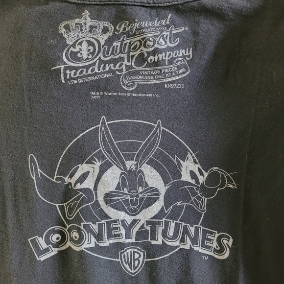 VTG LOONEY TUNES "Road Kings With Road Runner" Black Short Sleeve Tee Size L - Picture 10 of 12